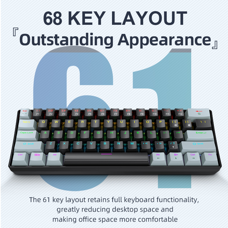 Gaming Accessories Girly - APAYADO K61 Mini Mechanical Keyboard,Wired,61 Keys,Phantom