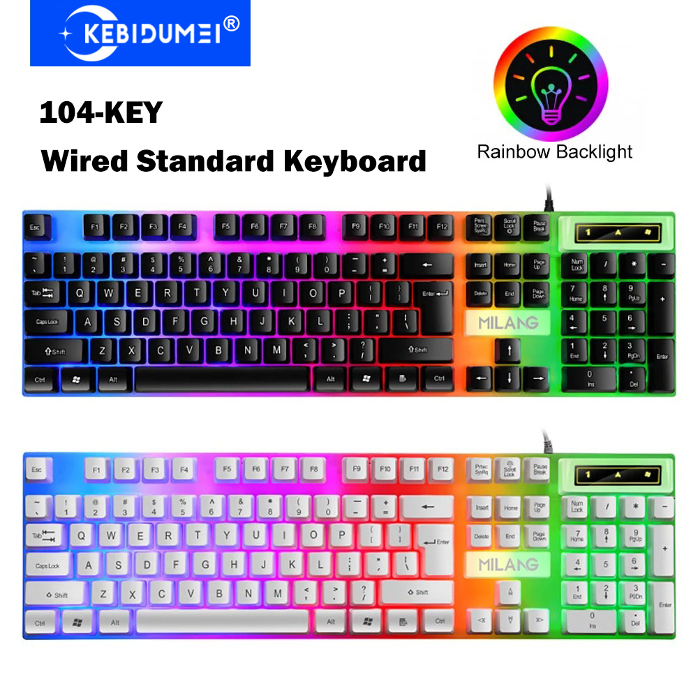 Gaming Accessories Girly - KEBIDUMEI USB Wired Keyboard RGB Backlit