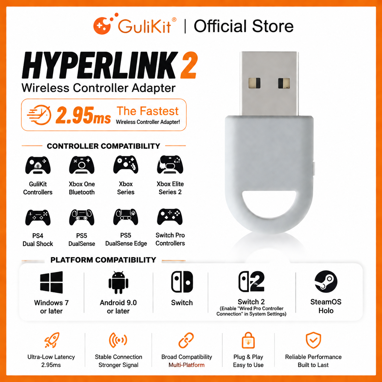Gaming Accessories For Android - GuliKit Hyperlink 2 Wireless Adapter PC05