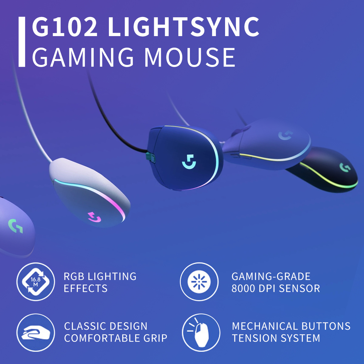 Logitech G102 Lightsync Wired  - Gaming Accessories Gifts For Men recensione e prezzo