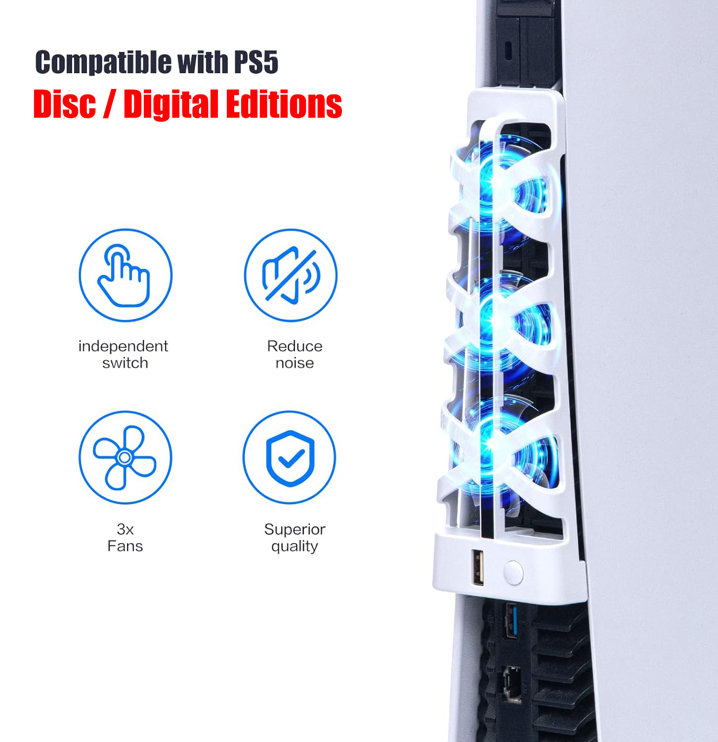 For PS5 Slient Cooling Fan wit - Gaming Accessories Led recensione e prezzo